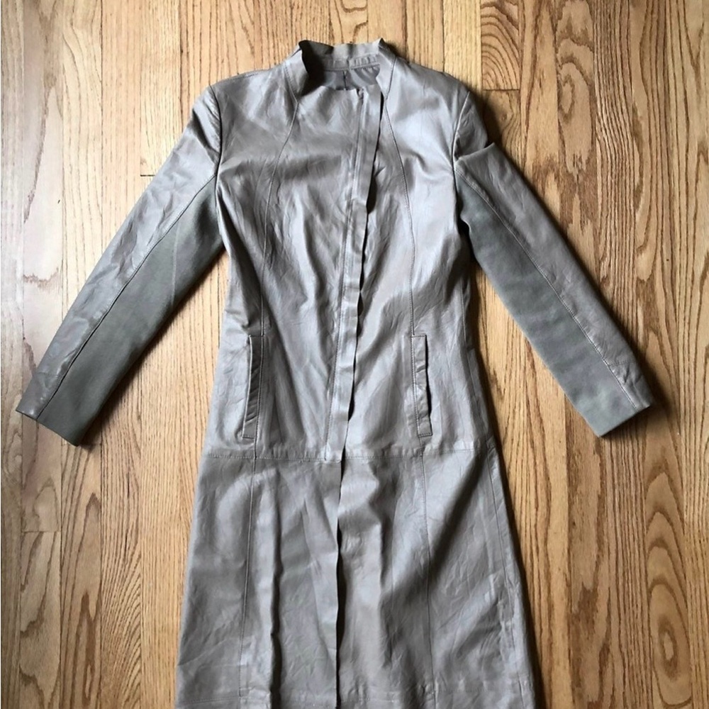 Beautiful Leather Taupe Duster Jacket